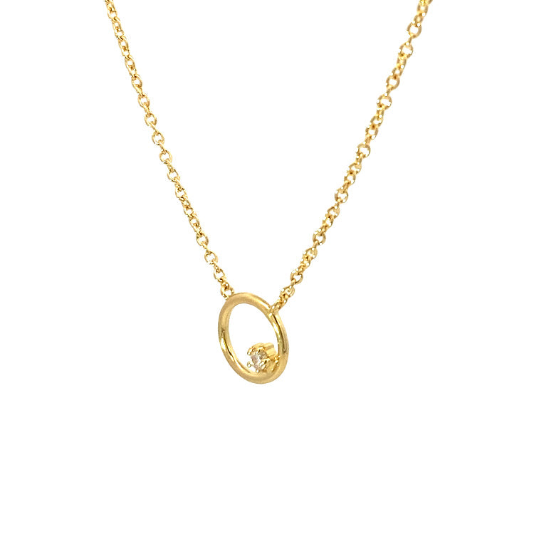 tiny circle stone necklace - cz