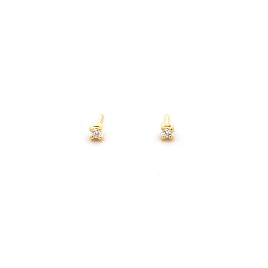 tiny prong stone stud earrings - cz