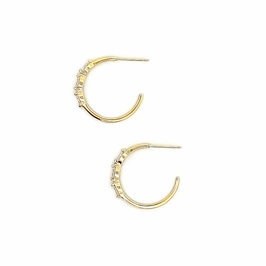 triple marquise cz post hoop earrings