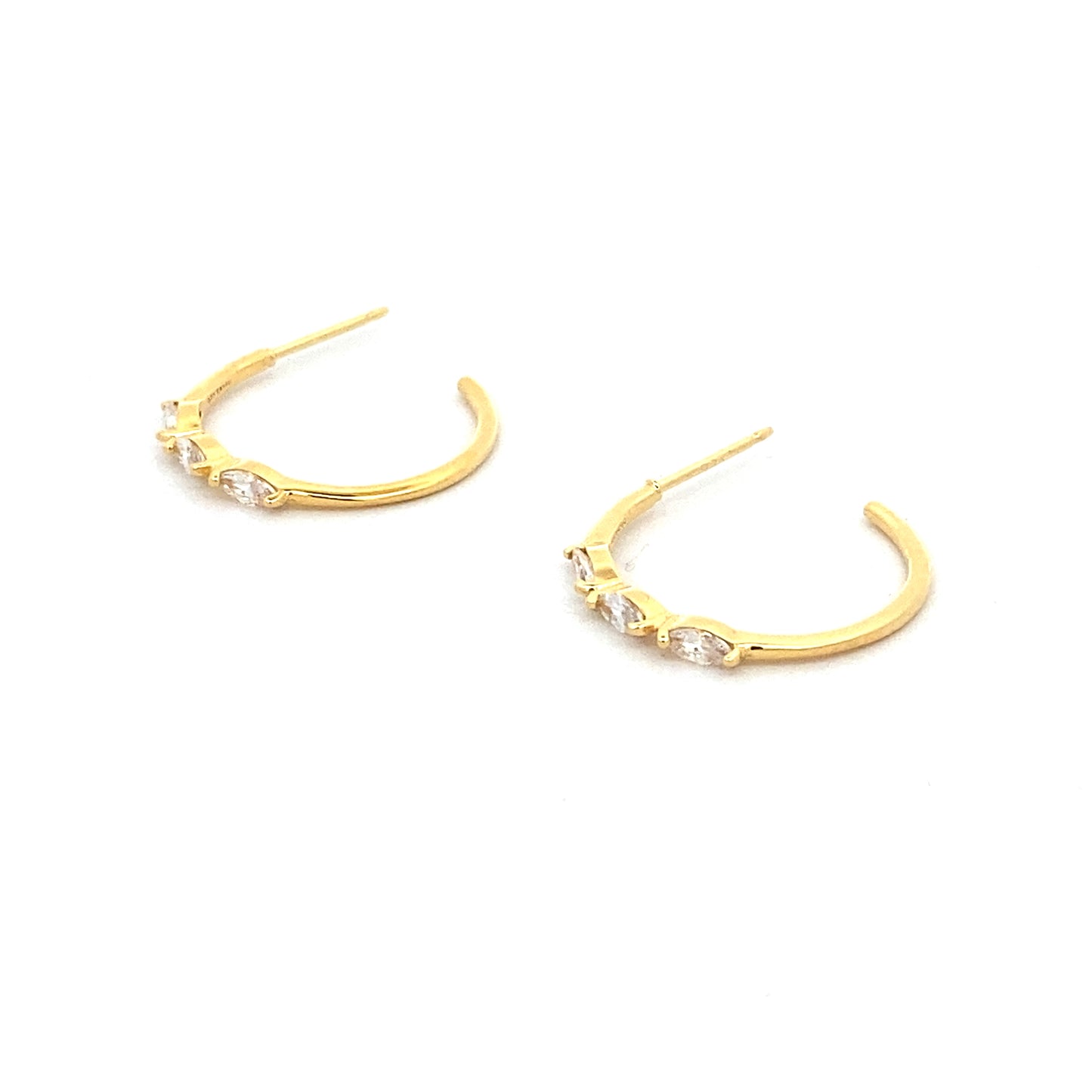 triple marquise stone post hoop earrings - cz