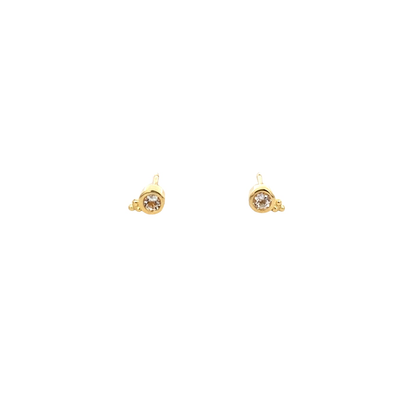 triple dot + stone stud earrings - white topaz