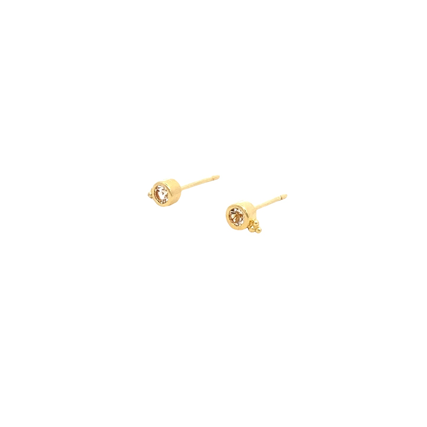 triple dot + stone stud earrings - white topaz