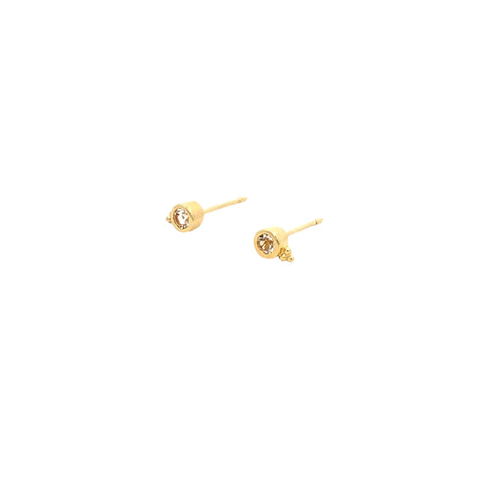 triple dot + stone stud earrings - white topaz