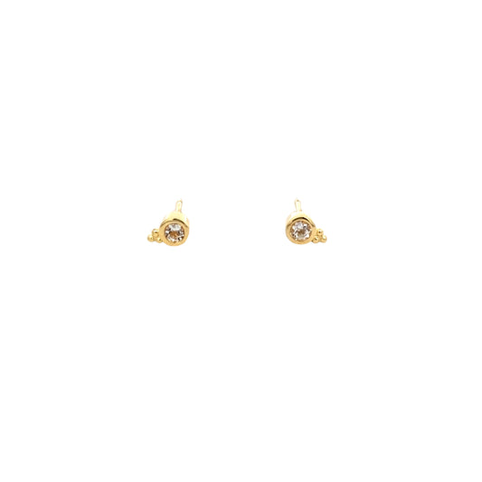 triple dot + stone stud earrings - white topaz