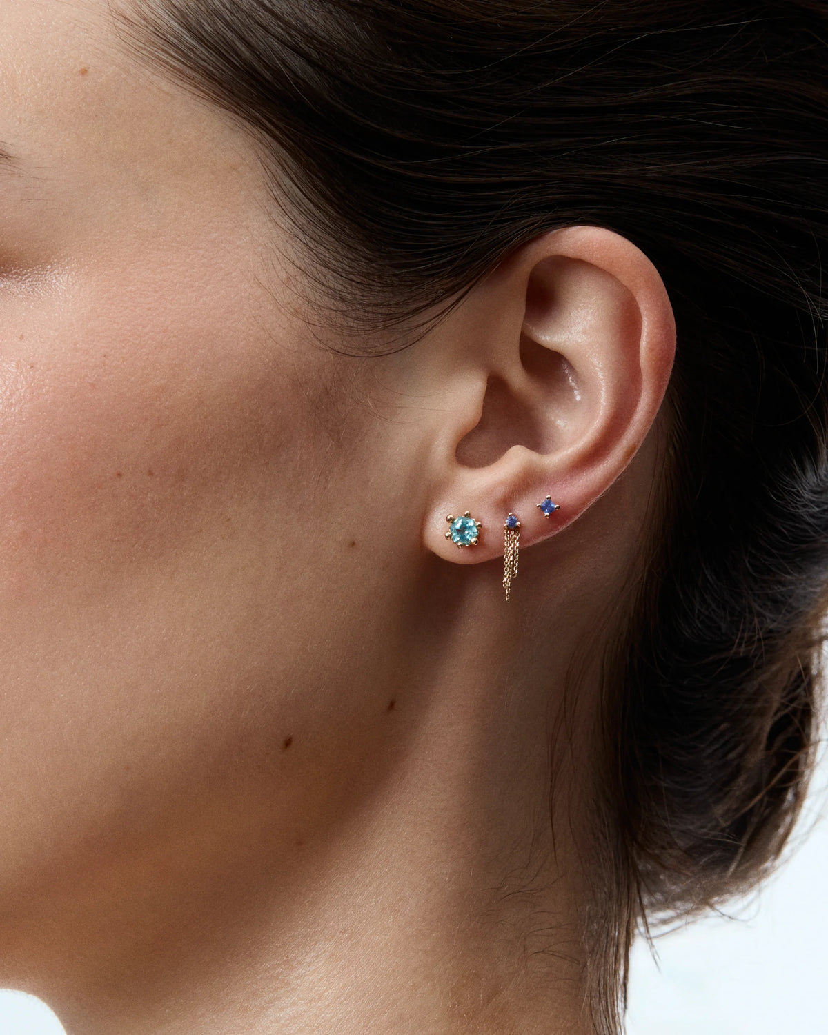 wwake / hex stud earrings - apatite