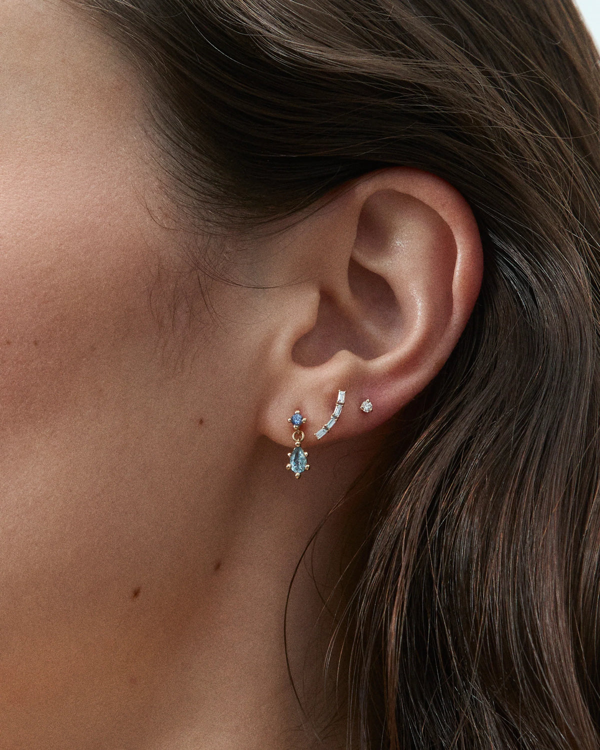 wwake / drop earrings - sapphire + aquamarine