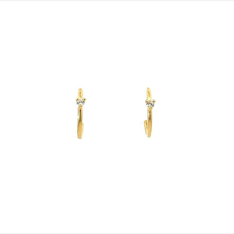simple prong stone post hoop earrings - cz