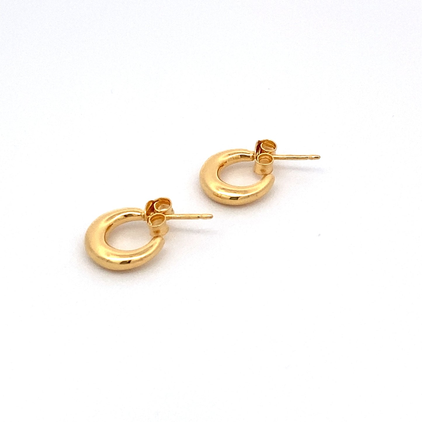 puffed post hoop earrings - tiny