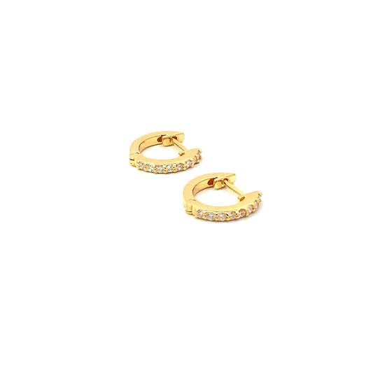 pavé click huggie hoop earrings - 12mm