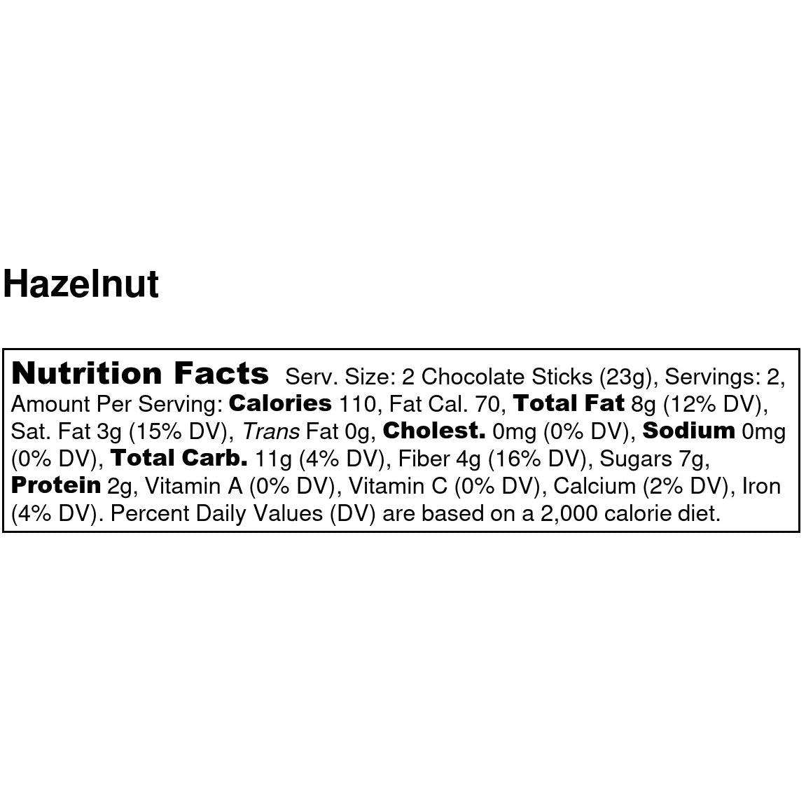 hazelnut vegan chocolate sticks