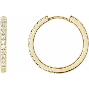 grown diamond hinged hoop earrings