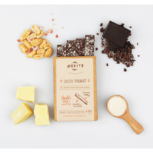 salted peanut vegan chocolate sticks