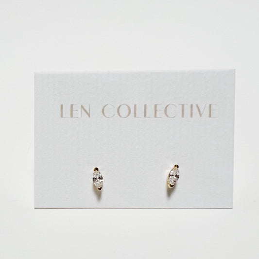 double stone prong stud earrings - cz