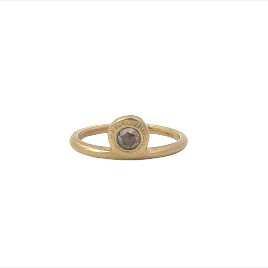 side solitaire champagne rosecut diamond ring