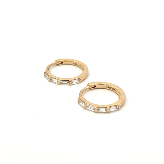 grown diamond baguette hoop earrings