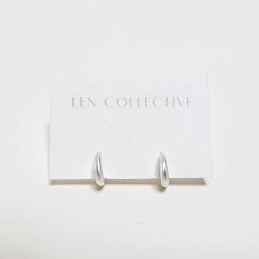 puffed post hoop earrings - tiny