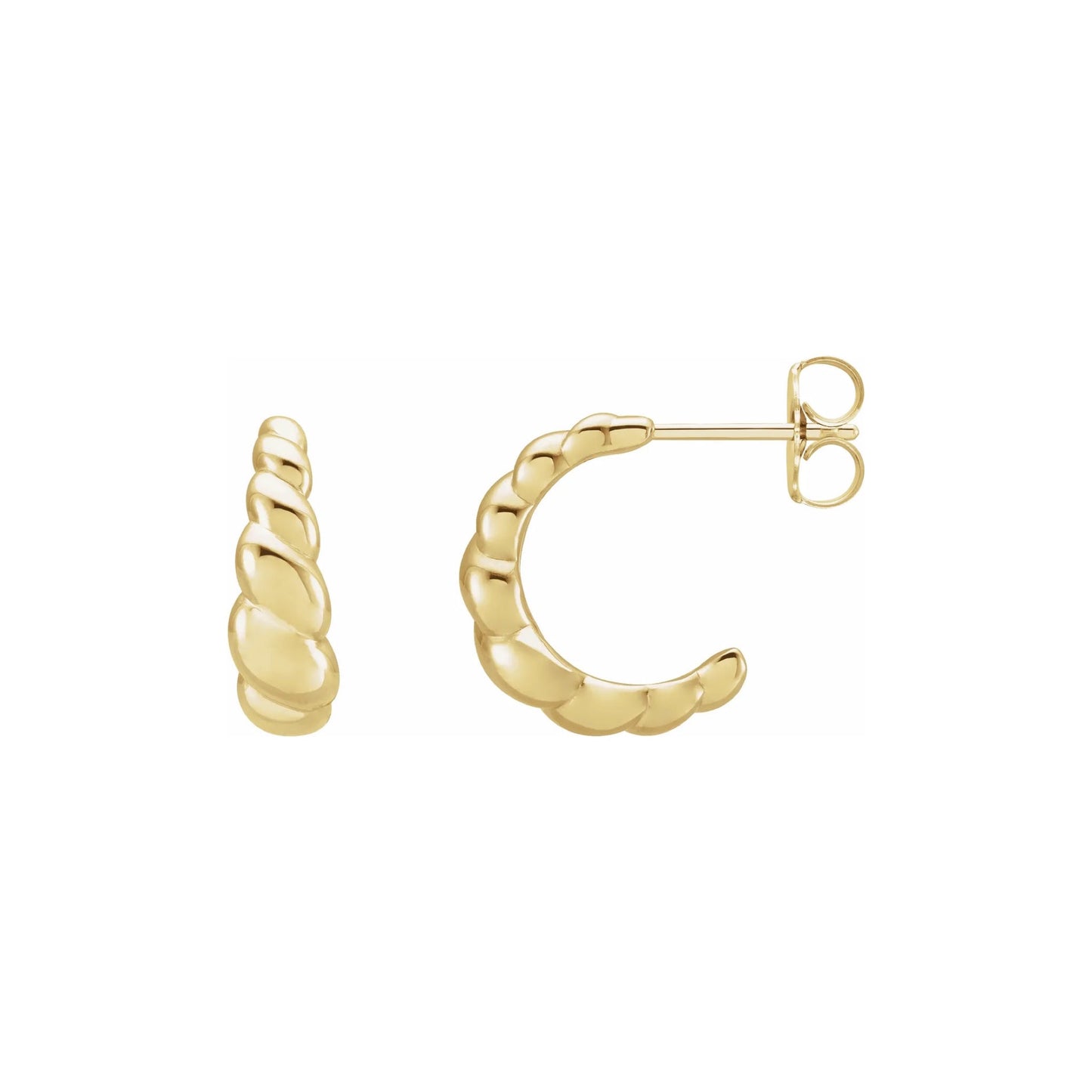 gold shell post hoop earrings