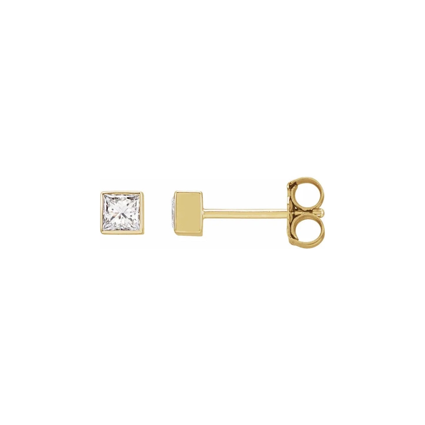 square bezel stud earrings - natural diamond