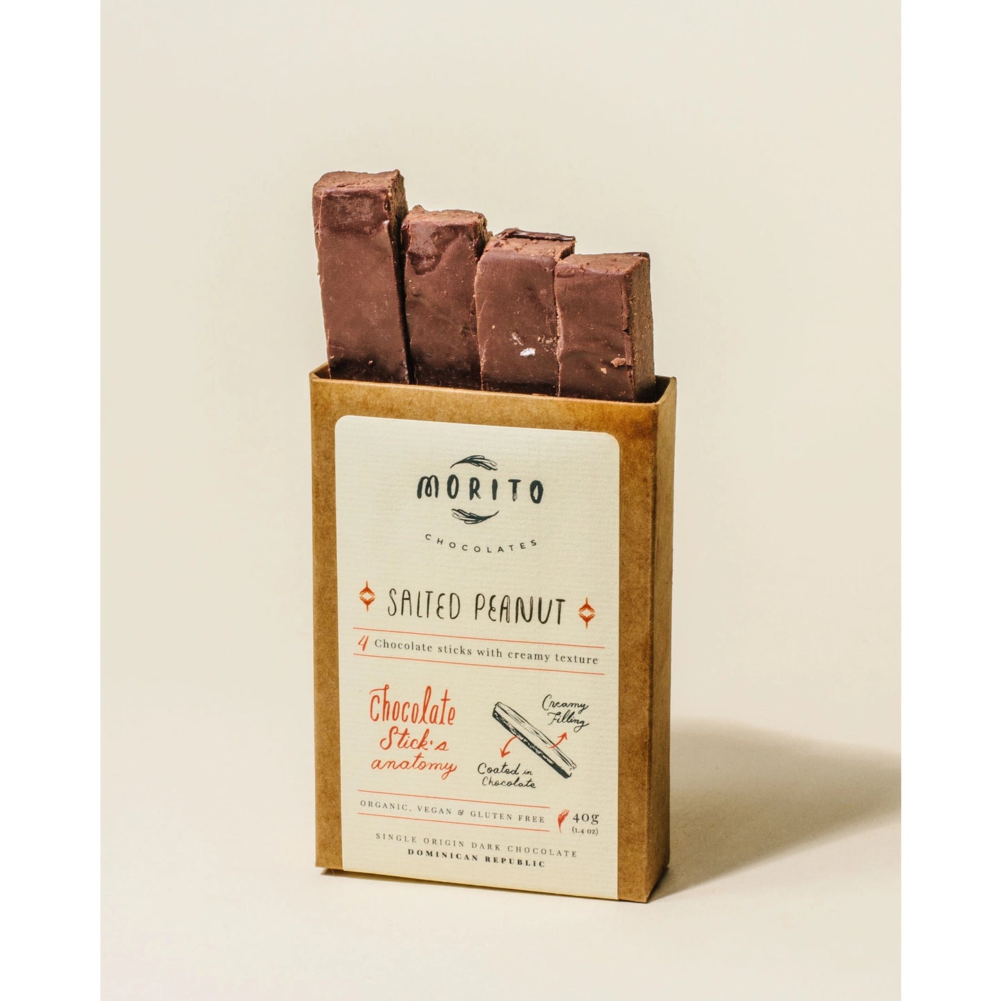 salted peanut vegan chocolate sticks