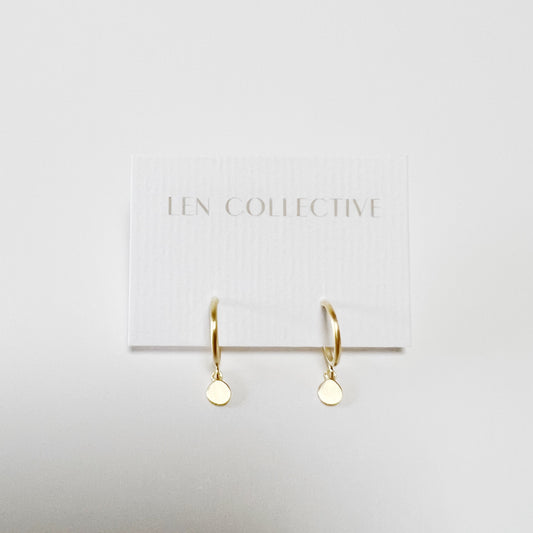 dangling disc post hoop earrings