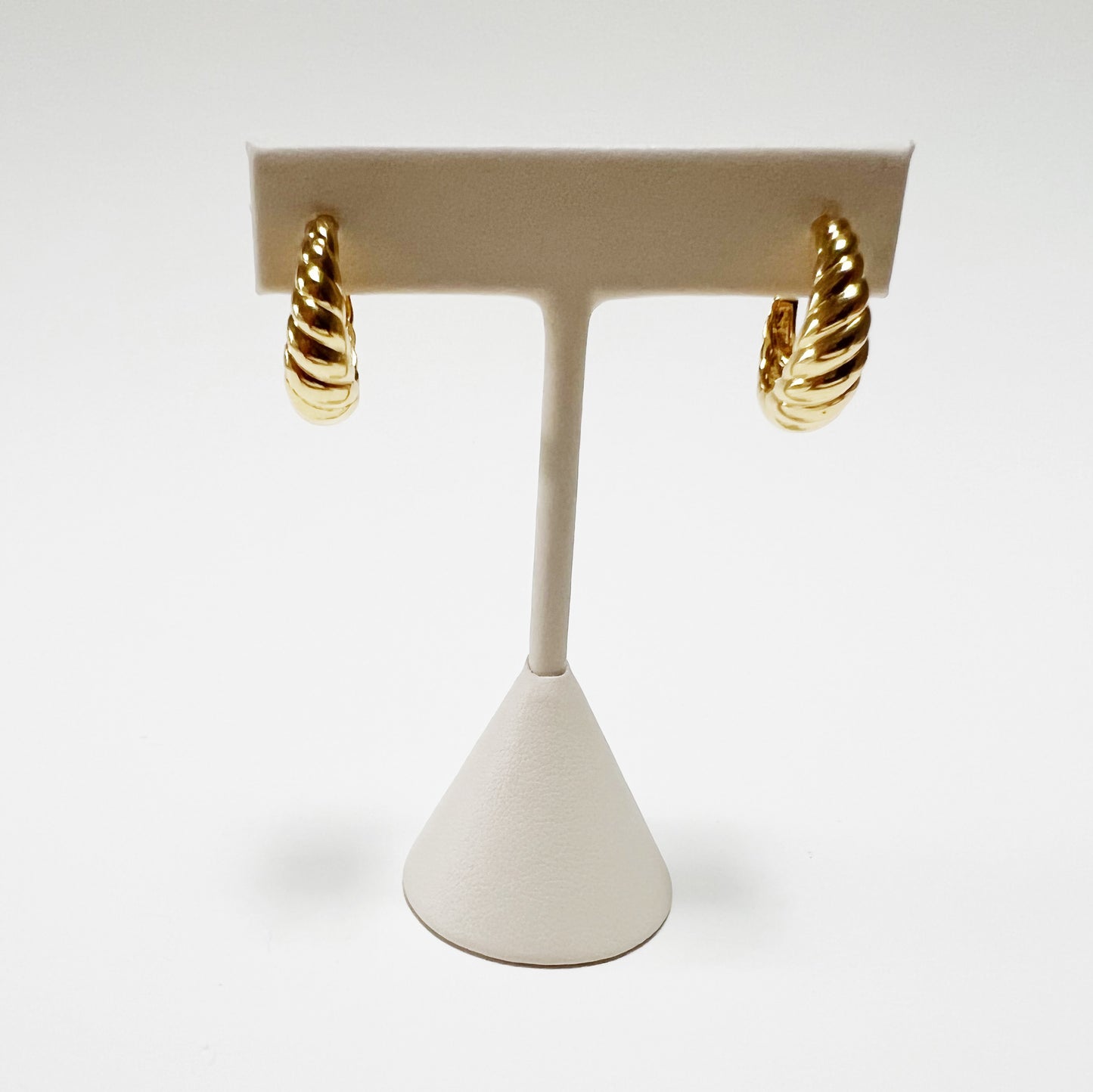 large puffed twist post hoop earrings