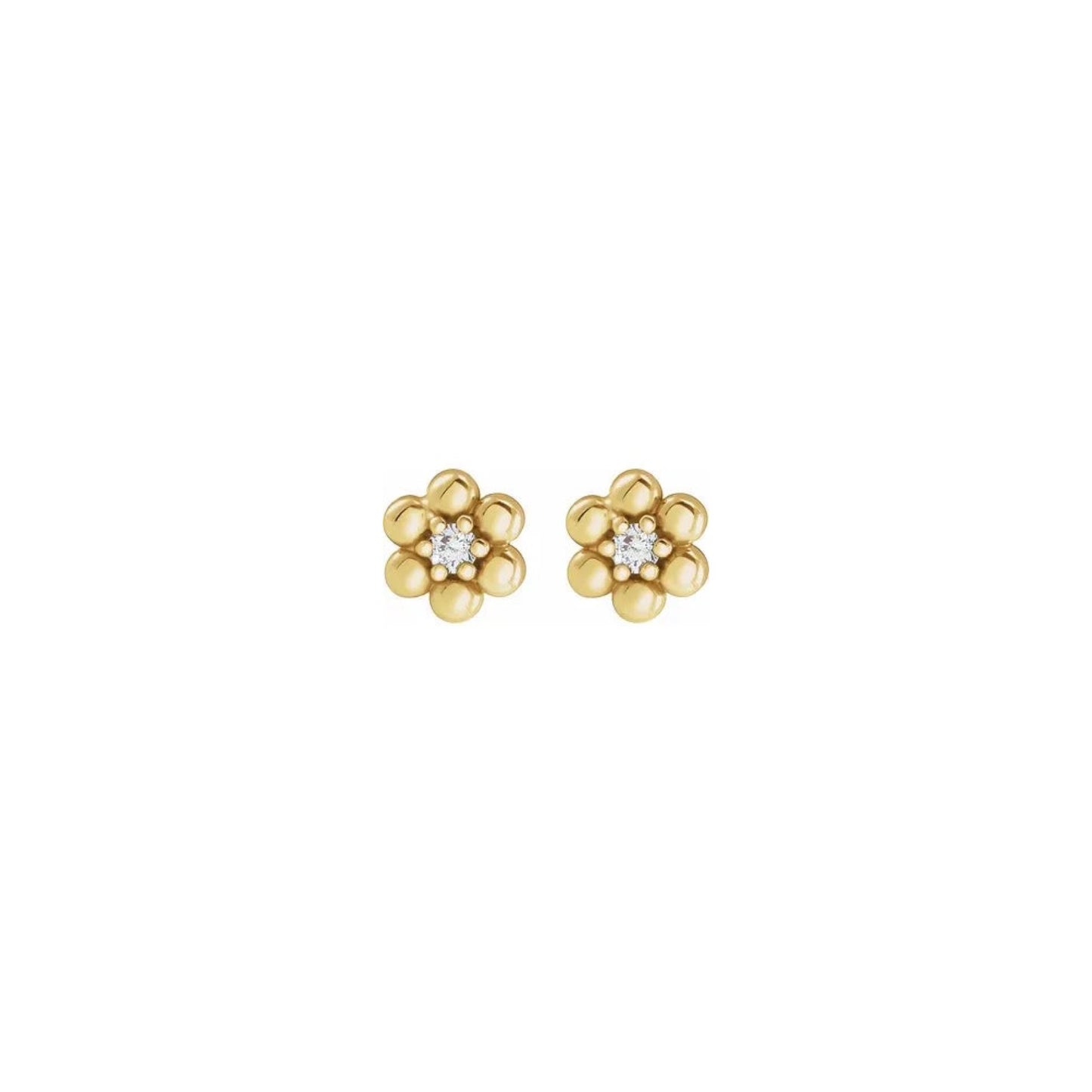 beaded daisy natural diamond stud earrings