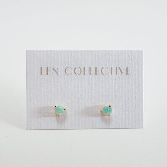 prong stud earrings - opal