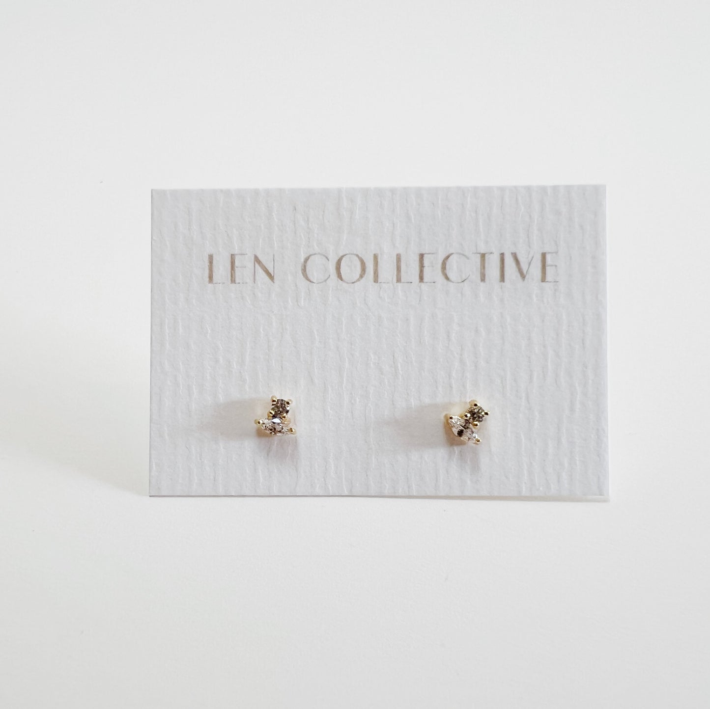 marquise + round stone stud earrings - cz