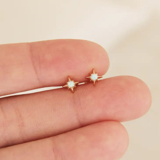 tiny opal starburst stud earrings