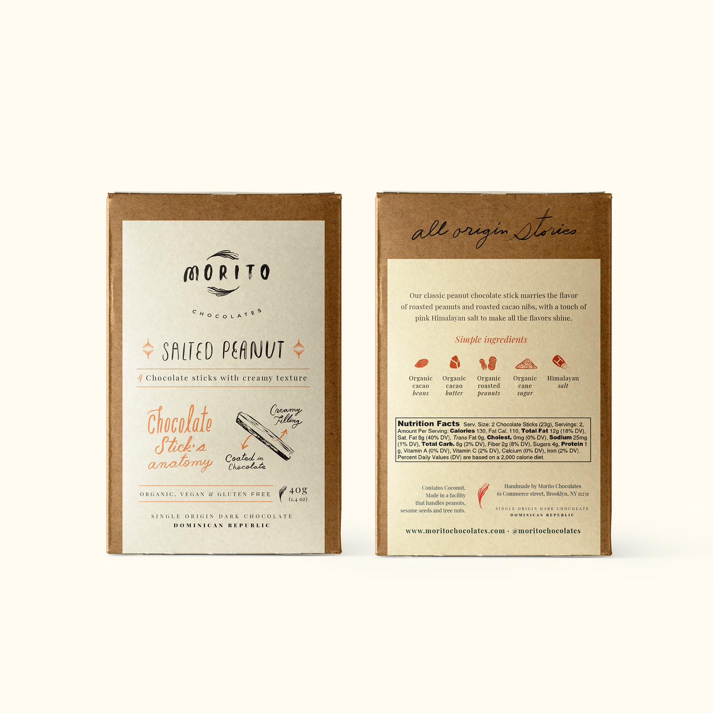 salted peanut vegan chocolate sticks