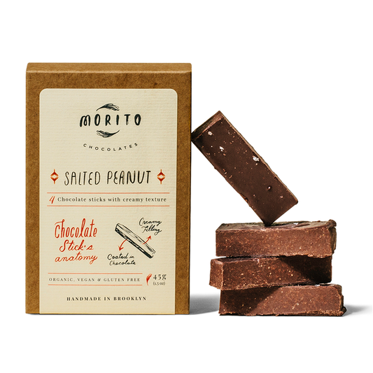 salted peanut vegan chocolate sticks