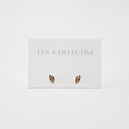 marquise bezel stone stud earrings - cz