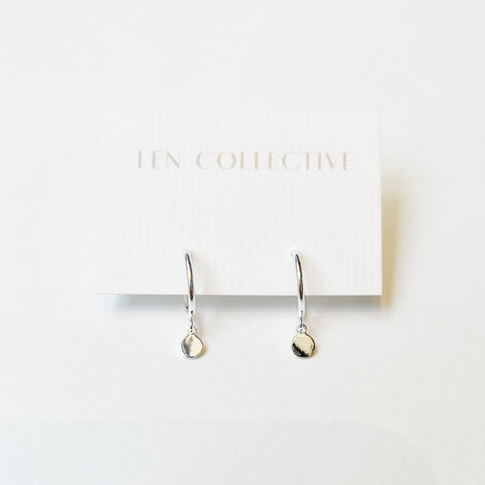 dangling disc post hoop earrings