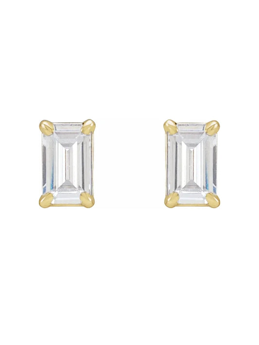 emerald cut grown diamond stud earrings