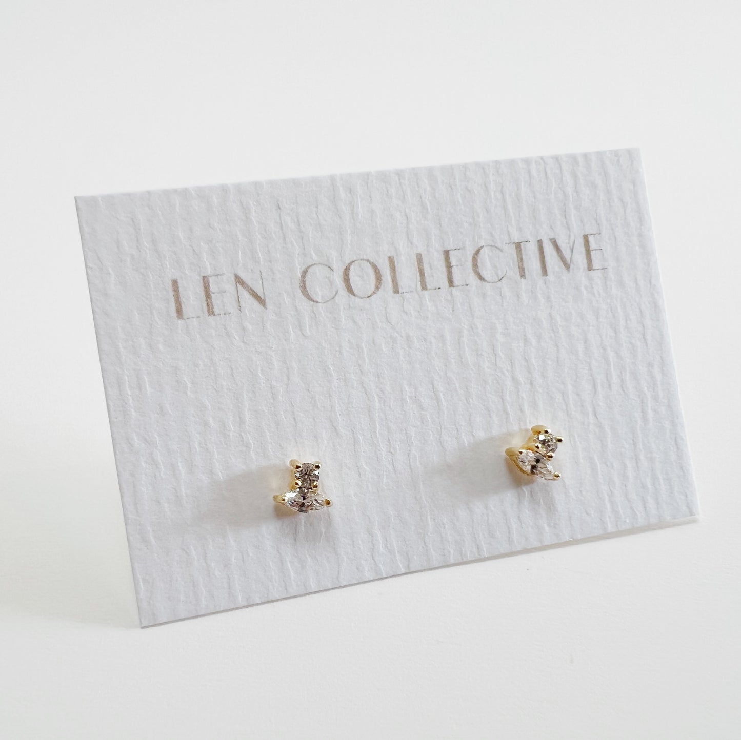 marquise + round stone stud earrings - cz
