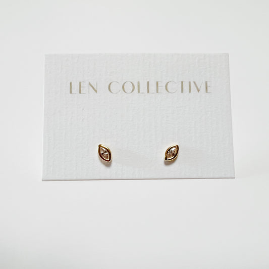 marquise bezel stone stud earrings - cz