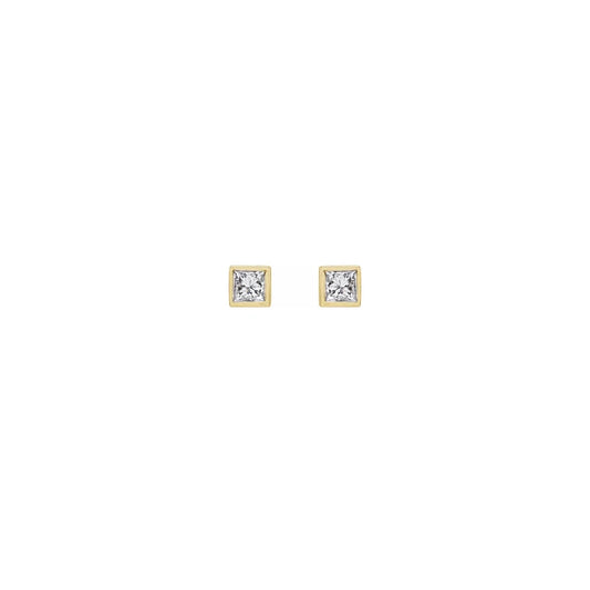 square bezel stud earrings - natural diamond