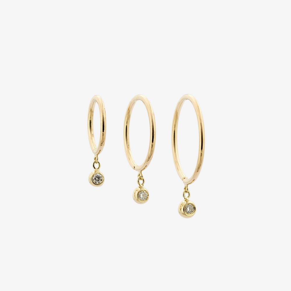 jack + g / diamond droplet huggie - single
