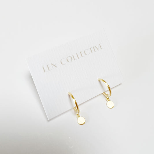 dangling disc post hoop earrings
