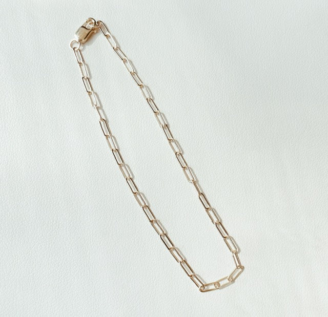 flat elongated link gold bracelet - tiny link