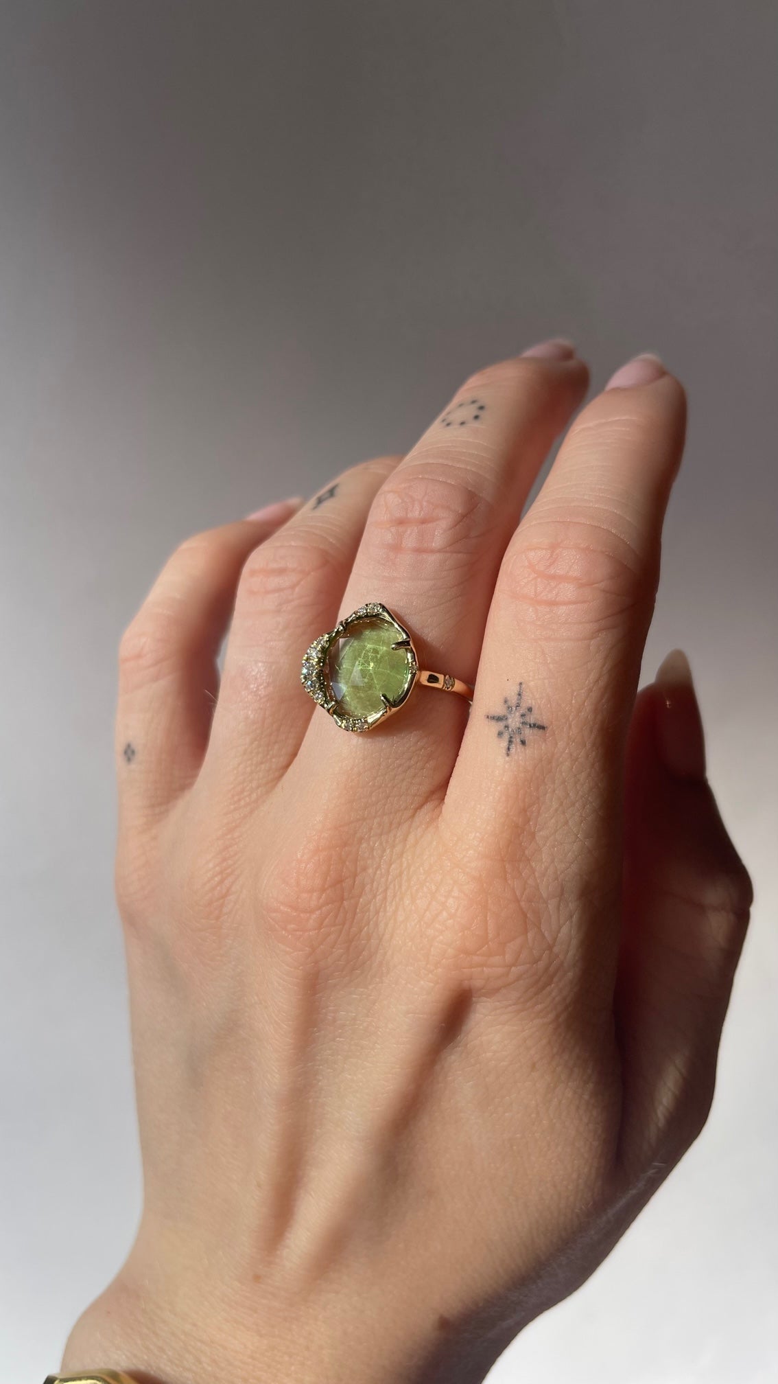 stardust ring - green tourmaline