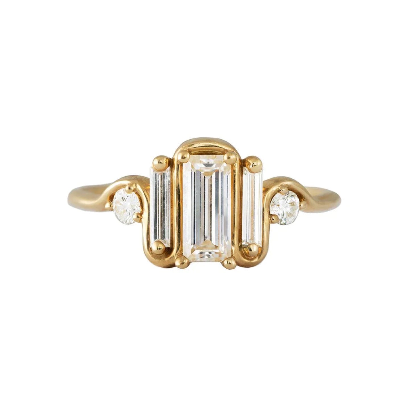 triple baguette diamond wave ring