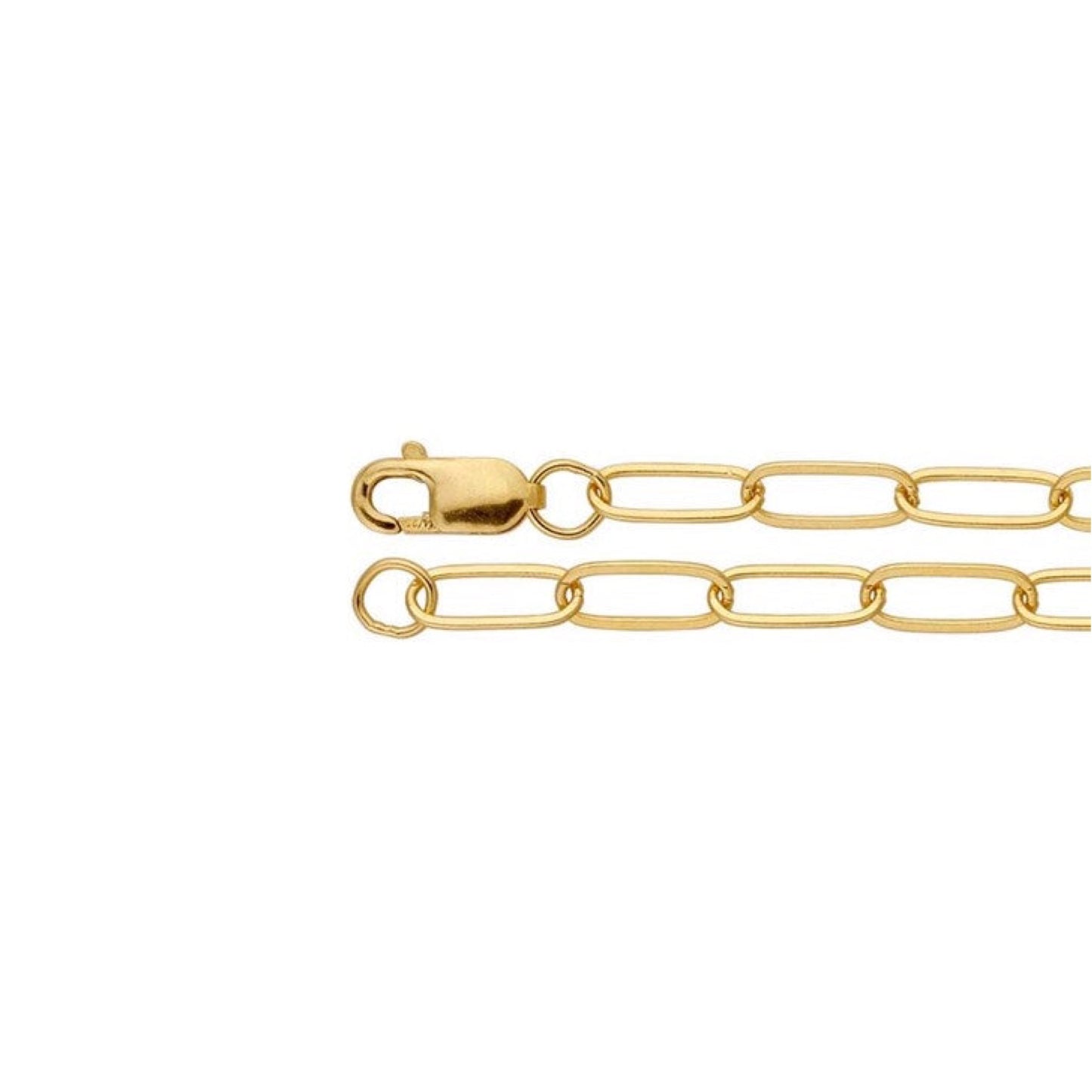 flat elongated oval paperclip chain necklace - 3mm