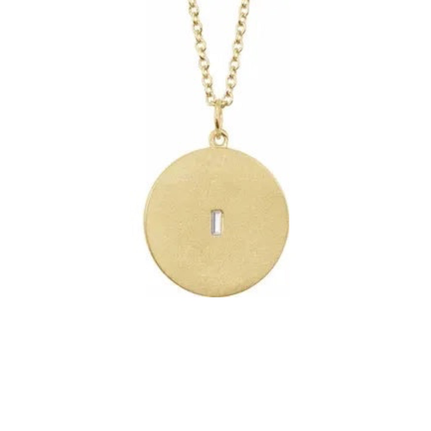 baguette diamond disc pendant necklace