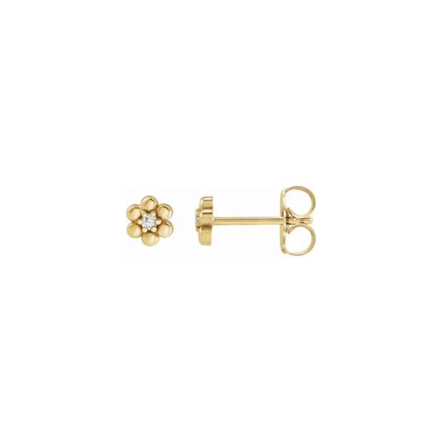 beaded daisy natural diamond stud earrings