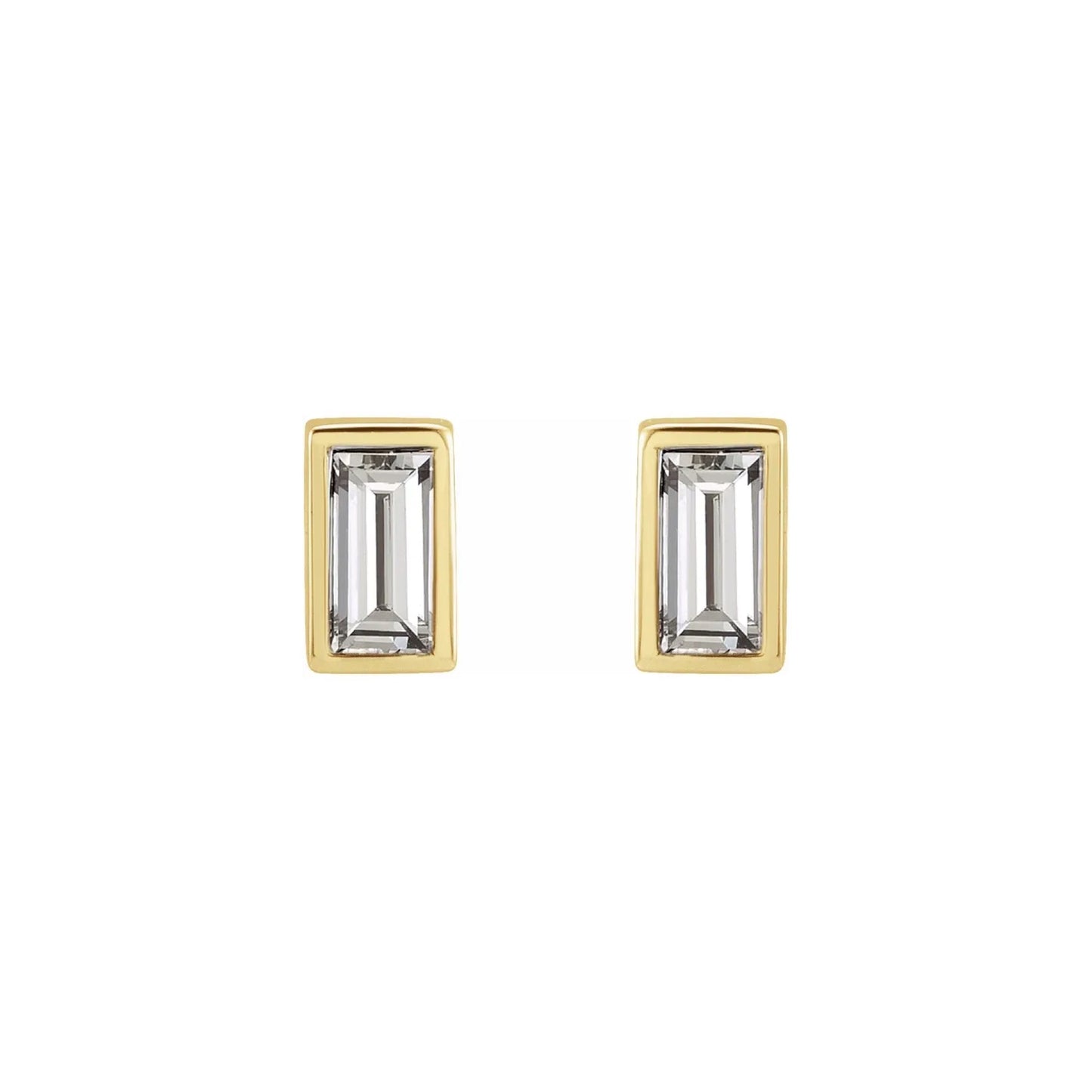 diamond baguette bezel stud earrings