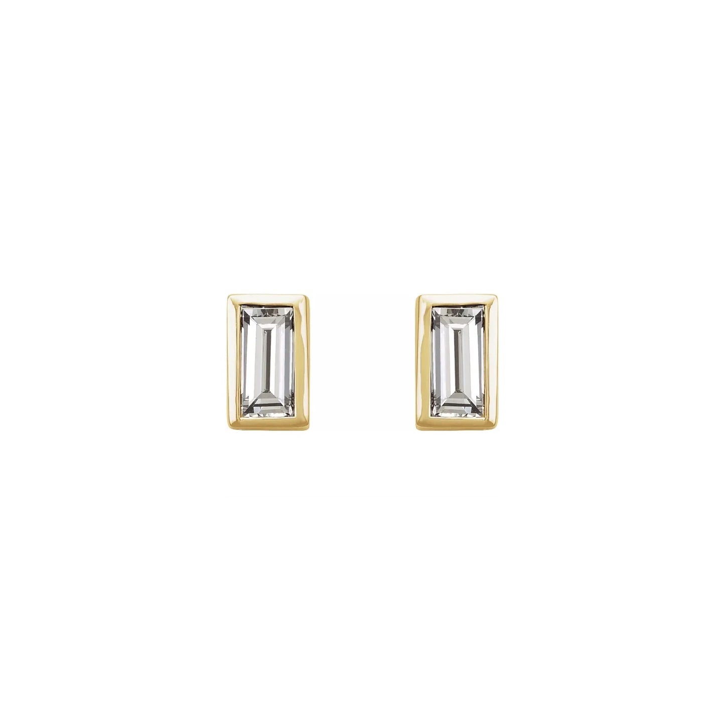 diamond baguette bezel stud earrings