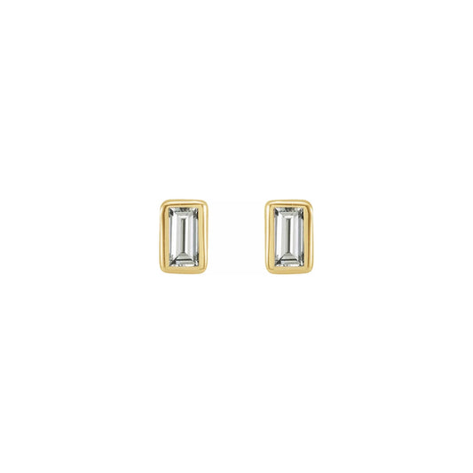 baguette bezel stud earrings - natural diamond
