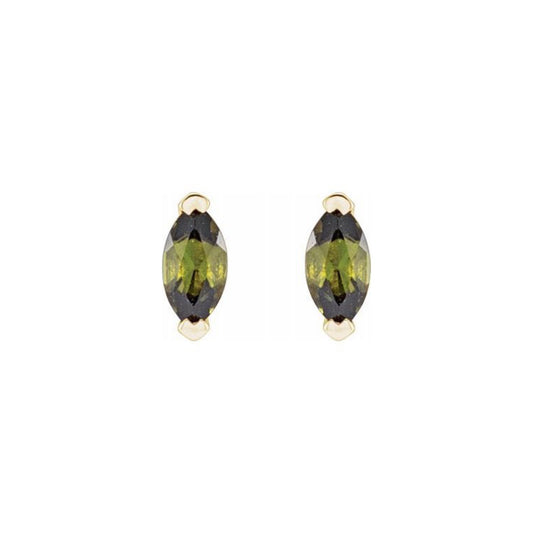 green tourmaline marquise stud earrings