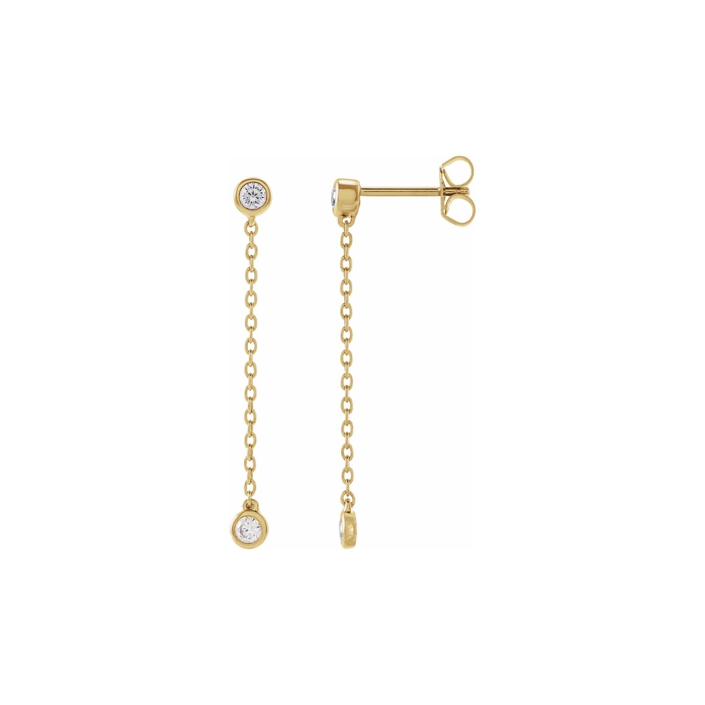 grown diamond dangling chain stud earrings